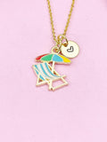 Beach Chair Umbrella Charm Gold Necklace, Beach Summer Vacation Jewelry Gift, N6260