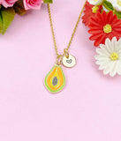 Papaya Charm Gold Necklace, Fruit Foodie Jewelry Gift, N6261