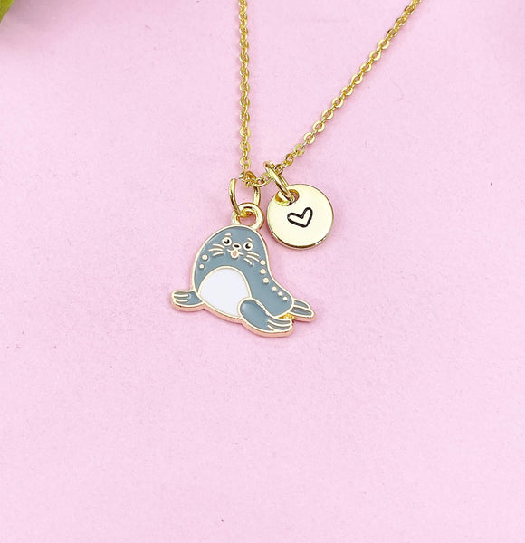 Seal Charm Gold Necklace, Cute Seal, Sea Lion, N6262
