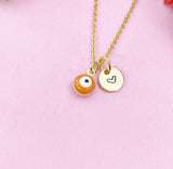 Evil Eye Gold Necklace, Coral Orange Evil Eye, N6263C