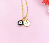 Evil Eye Gold Necklace, Black White Evil Eye, N6263B