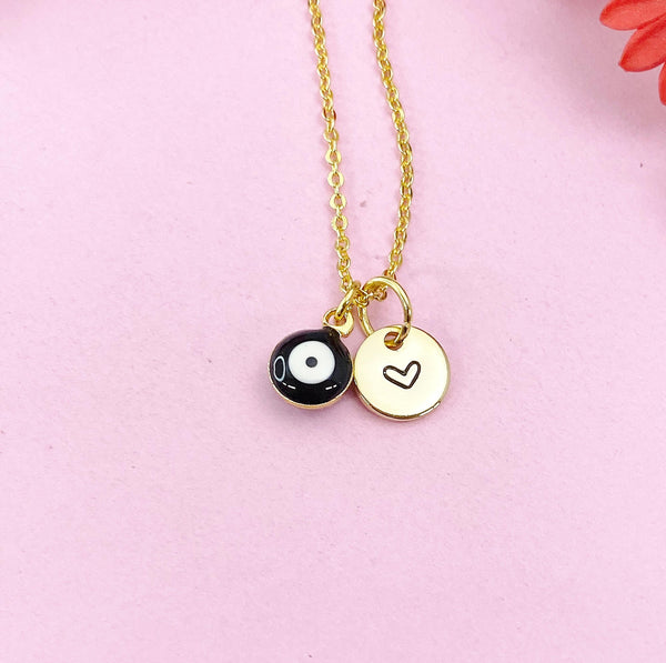 Evil Eye Gold Necklace, Black White Evil Eye, N6263B