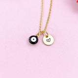 Evil Eye Gold Necklace, Black White Evil Eye, N6263B