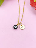 Evil Eye Gold Necklace, Black White Evil Eye, N6263B