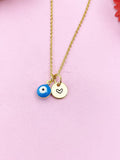 Evil Eye Gold Necklace, Blue Evil Eye, N6263A
