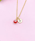 Evil Eye Gold Necklace, Red Evil Eye, N6263R