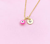 Evil Eye Gold Necklace, Pink Evil Eye, N6263P