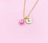 Evil Eye Gold Necklace, Pink Evil Eye, N6263P