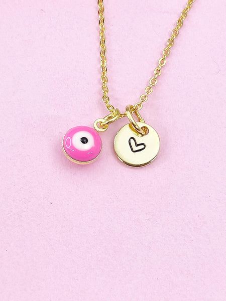 Evil Eye Gold Necklace, Pink Evil Eye, N6263P
