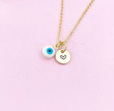 Evil Eye Gold Necklace, White Evil Eye, N6263W