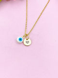 Evil Eye Gold Necklace, White Evil Eye, N6263W