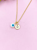 Evil Eye Gold Necklace, White Evil Eye, N6263W