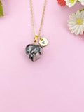 Rhodonite Heart Charm Gold Necklace, Natural Rhodonite Gemstone Jewelry, N6267