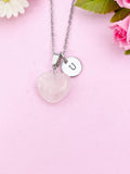 Rose Quartz Heart Charm Silver Necklace, Natural Rose Quartz Gemstone Jewelry, N6271