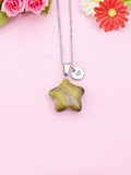 Tiger Eye Star Charm Silver Necklace, Natural Tiger Eye Gemstone Jewelry, N6276