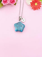 Agate Star Charm Silver Necklace, Natural Agate Gemstone Jewelry, N6277
