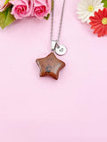 Red Rainbow Jasper Star Charm Silver Necklace, Natural Red Rainbow Jasper Gemstone Jewelry, N6278