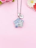 Blue Spot Jasper Star Charm Silver Necklace, Natural Blue Spot Jasper Gemstone Jewelry, N6279