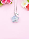 Blue Spot Jasper Star Charm Silver Necklace, Natural Blue Spot Jasper Gemstone Jewelry, N6279