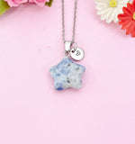 Blue Spot Jasper Star Charm Silver Necklace, Natural Blue Spot Jasper Gemstone Jewelry, N6279