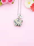 Dalmatian Jasper Star Charm Silver Necklace, Natural Dalmatian Jasper Gemstone Jewelry, N6280