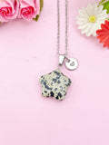 Dalmatian Jasper Star Charm Silver Necklace, Natural Dalmatian Jasper Gemstone Jewelry, N6280