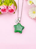 Ruby in Zoisite Star Charm Silver Necklace, Dyed Natural Ruby in Zoisite Gemstone Jewelry, N6281