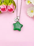Ruby in Zoisite Star Charm Silver Necklace, Dyed Natural Ruby in Zoisite Gemstone Jewelry, N6281