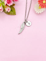 Angel Wings Charm Silver Necklace, Guardian Angel Jewelry, Tarnish Resistant Stainless Steel Wing Pendants, N6284
