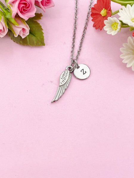 Angel Wings Charm Silver Necklace, Guardian Angel Jewelry, Tarnish Resistant Stainless Steel Wing Pendants, N6284