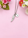 Angel Wings Charm Silver Necklace, Guardian Angel Jewelry, Tarnish Resistant Stainless Steel Wing Pendants, N6284