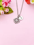 Compass Charm Silver Necklace, Tarnish Resistant Stainless Steel Compass Pendants, N6286