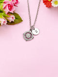 Compass Charm Silver Necklace, Tarnish Resistant Stainless Steel Compass Pendants, N6286