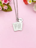 King Queen Play Card Charm Necklace, Tarnish Resistant Stainless Steel Poker Play Card Pendants, N6287