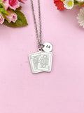 King Queen Play Card Charm Necklace, Tarnish Resistant Stainless Steel Poker Play Card Pendants, N6287