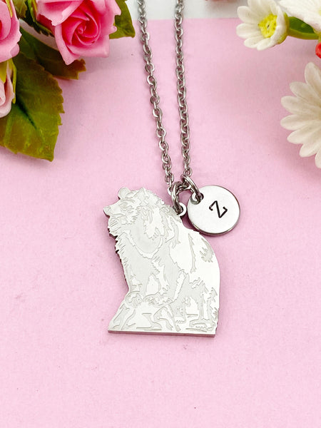 Bear Charm Necklace, Tarnish Resistant Stainless Steel Andean Bear Pendants, N6293