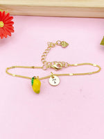 Gold Mangoes Charm Bracelet, Mango Tropical Fruit Charm, Birthday Gift, N5164A