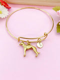 Greyhound Dog Charm Bangle Bracelet, Initial Charm, Gold Tone