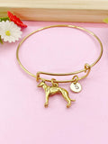 Greyhound Dog Charm Bangle Bracelet, Initial Charm, Gold Tone