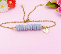 Angelite Bracelet, Silver or Gold Natural Angelite Gemstone Jewelry, Necklace Option, N5871B