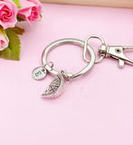 Lemon Keychain, Initial Charm, Silver Fruit Keychain