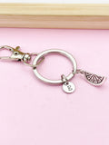 Lemon Keychain, Initial Charm, Silver Fruit Keychain