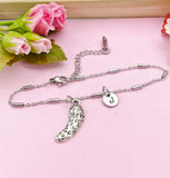 Silver Cucumber Charm Bracelet, Initial Charm, Foodie Gift, N774C
