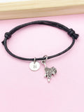 Saddle Charm Adjustable Waxed Cord Bracelet, Horse Saddle Jewelry, N6197L