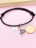 Saddle Charm Adjustable Waxed Cord Bracelet, Horse Saddle Jewelry, N6197L