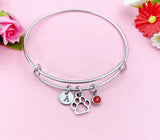 Silver Pet Paw Print Charm Bracelet, N155B