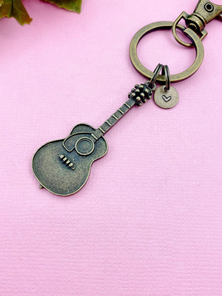 Bronze Guitar Charm Keychain, N5818