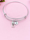 Silver Tooth Charm Bangle, Personalized Initial, Dentist Gift, N1326