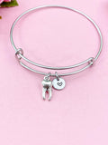 Silver Tooth Charm Bangle, Personalized Initial, Dentist Gift, N1326