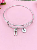Silver Tooth Charm Bangle, Personalized Initial, Dentist Gift, N1326